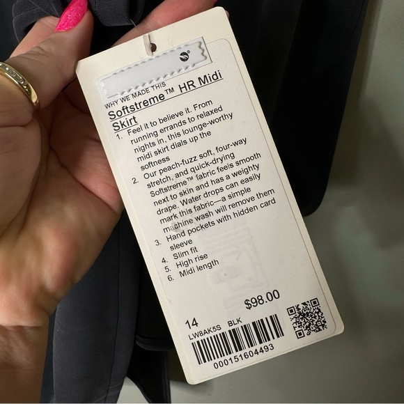 Lululemon Softstreme High Rise Midi Skirt Black Size 14 NWT - Picture 16 of 16